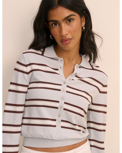 Nobody's Child Natural Baby Striped Long Sleeve Knitted Polo Top