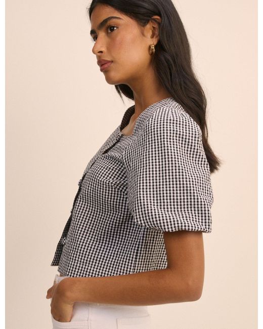 Nobody's Child Black And Gingham Puff Sleeve Sammie Top