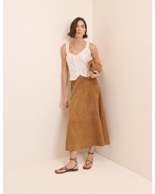 Nobody's Child Natural Suede Midi Skirt