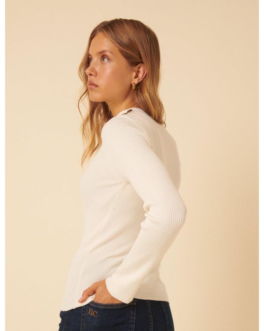 Nobody's Child Natural High Neck Ribbed Knitted Top