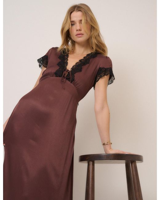 Nobody's Child Pink Lace Trim Aida Midi Dress