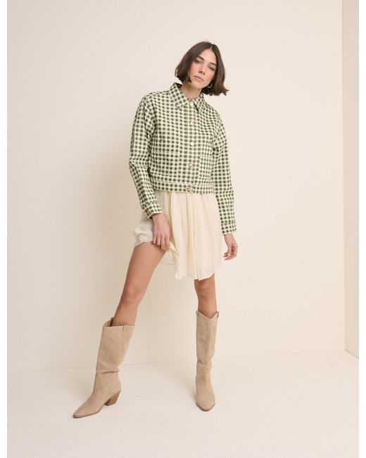 Nobody's Child Natural Gingham Boxy Jacket