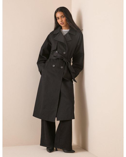 Nobody's Child Black Double-Breasted Trench Coat