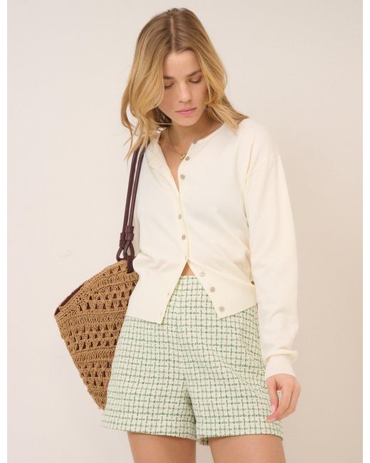 Nobody's Child Natural Check Boucle Tailored Shorts