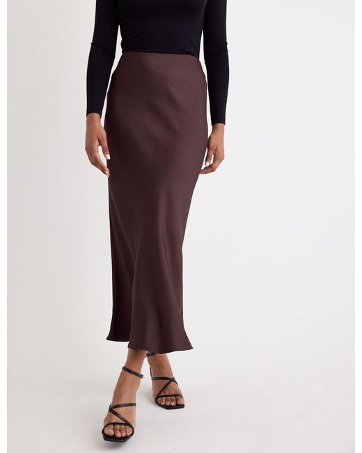 Nobody's Child Purple Satin Mila Midi Slip Skirt