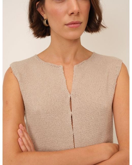 Nobody's Child Natural Linen-Blend Sleeveless Knitted Top