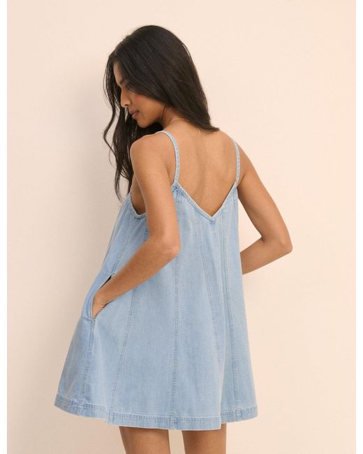 Nobody's Child Blue Light Denim Tailli Shift Playsuit