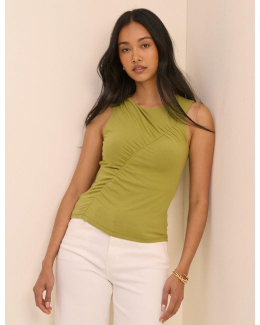 Nobody's Child Green Pistachio Sleeveless Ruched Top
