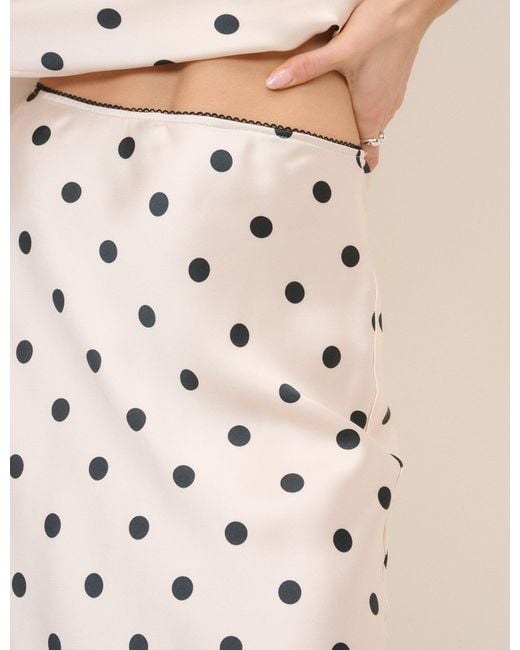 Nobody's Child Natural Polka Dot Satin Mila Midi Skirt