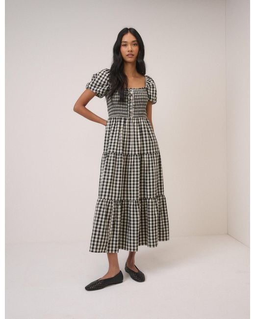 Nobody's Child Black Gingham Tiered Joss Midi Dress