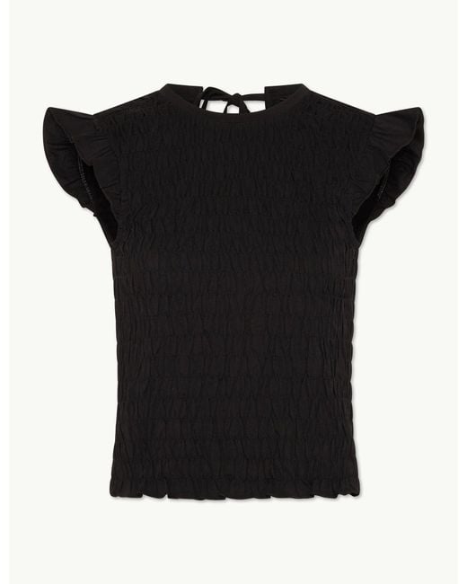 Nobody's Child Black Shirred Tie Back Top