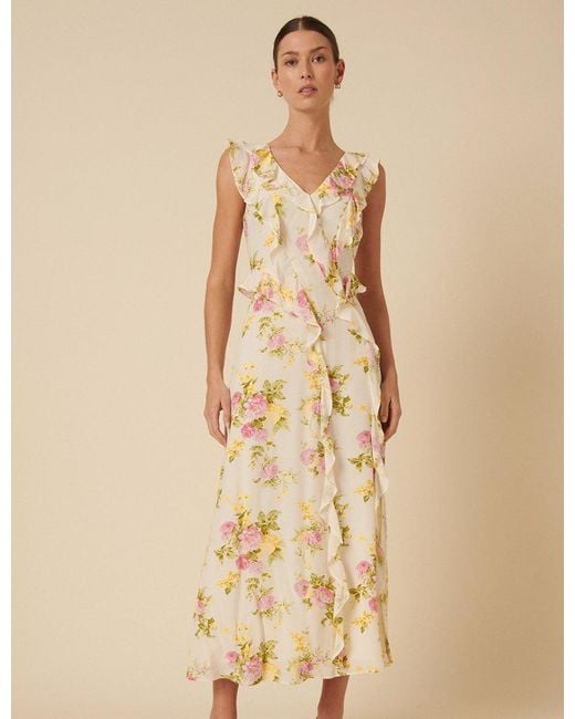 Nobody's Child Natural Floral Frill Viola Midi Dress