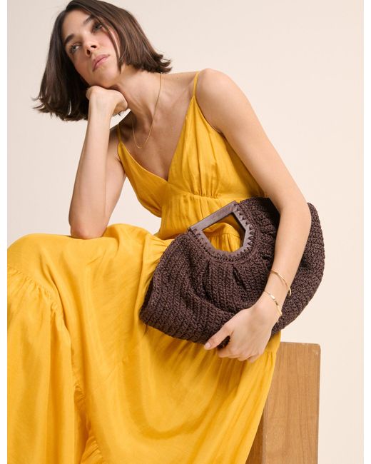 Nobody's Child Orange Raffia Clutch Bag