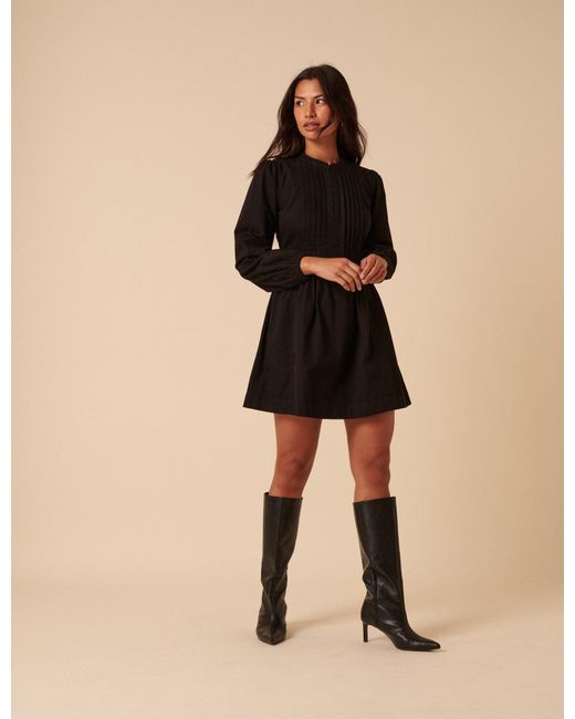 Nobody's Child Black Denim Pintuck Tillie Mini Dress