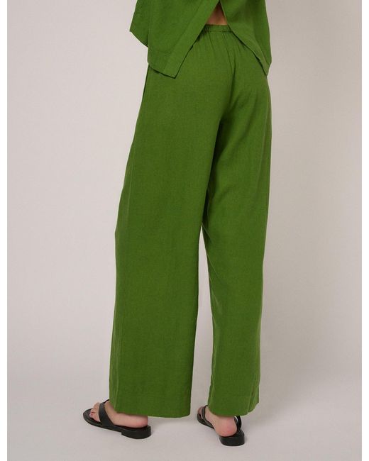 Nobody's Child Green Linen-Blend Low Waisted Straight Leg Trousers