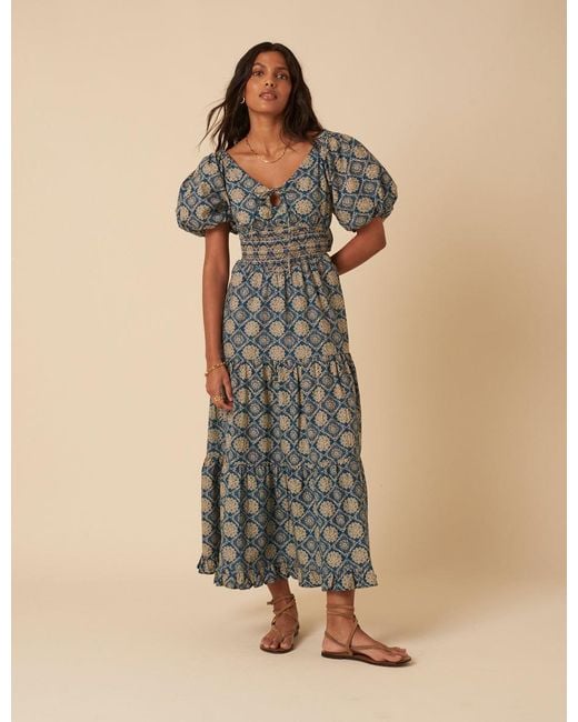 Nobody's Child Natural Tile Printed Aria Midi Dress