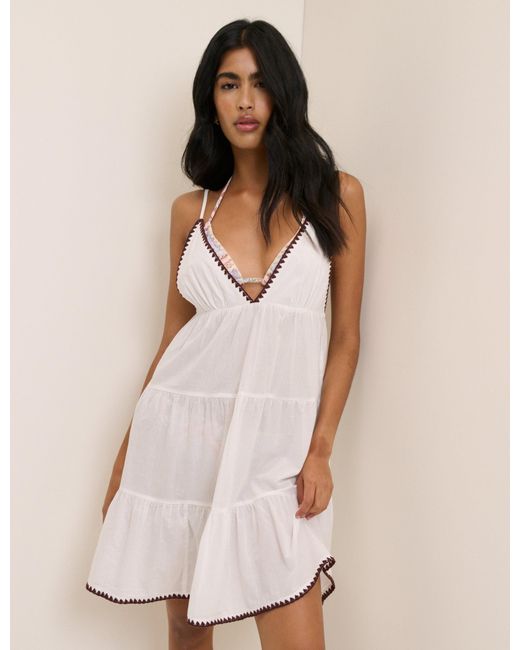 Nobody's Child Natural Tiered Mini Beach Dress