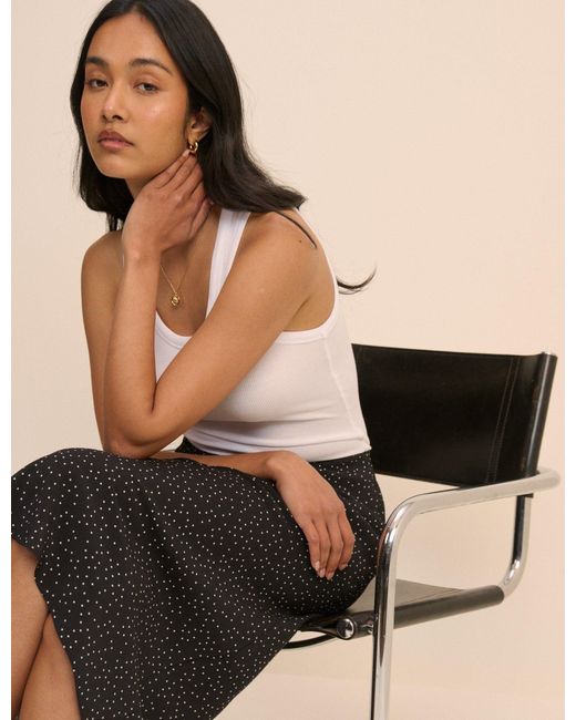 Nobody's Child Natural Polka Dot Satin Mila Midi Skirt