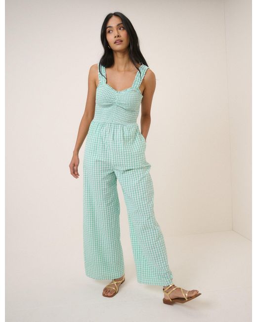 Nobody's Child Blue Mint Gingham Helena Jumpsuit