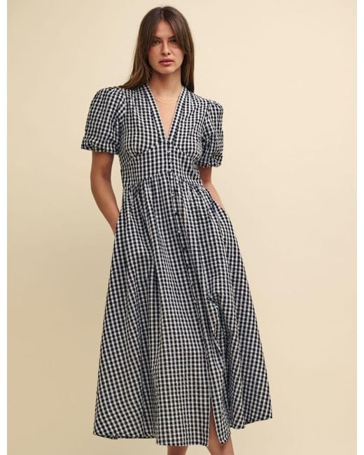 Nobody's Child Blue Gingham Starlight Midi Dress