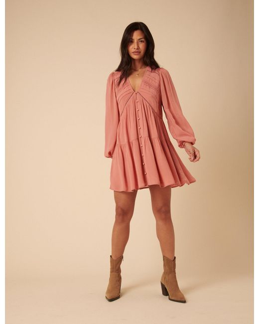 Nobody's Child Orange Long Sleeve Marley Mini Dress