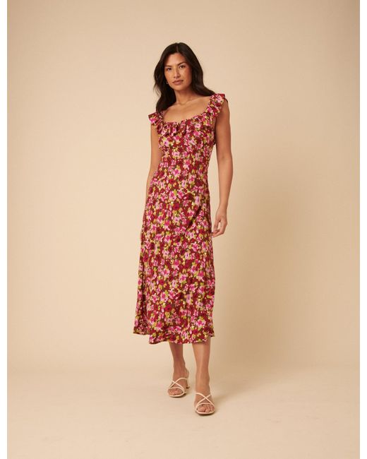 Nobody's Child Natural And Floral Libby Midi Dress
