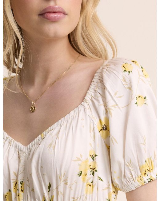 Nobody's Child Natural Floral Puff Sleeve Maryam Midi Dress