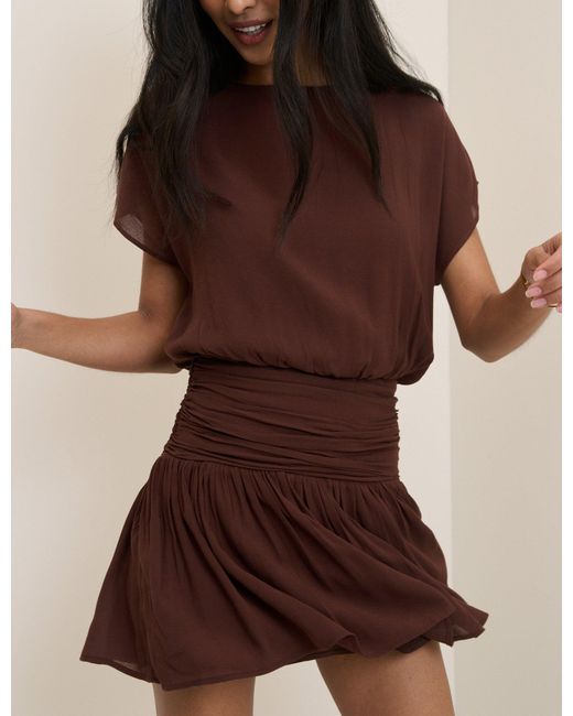 Nobody's Child Brown Boat Neck Pamela Mini Dress