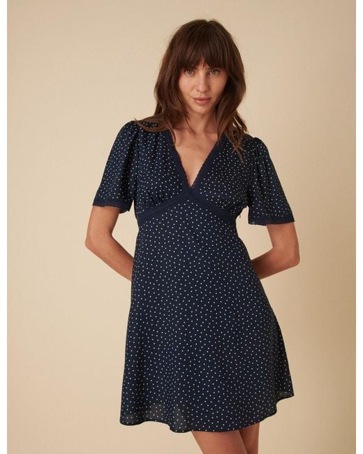 Nobody's Child Blue Polka Dot Kharian Mini Dress