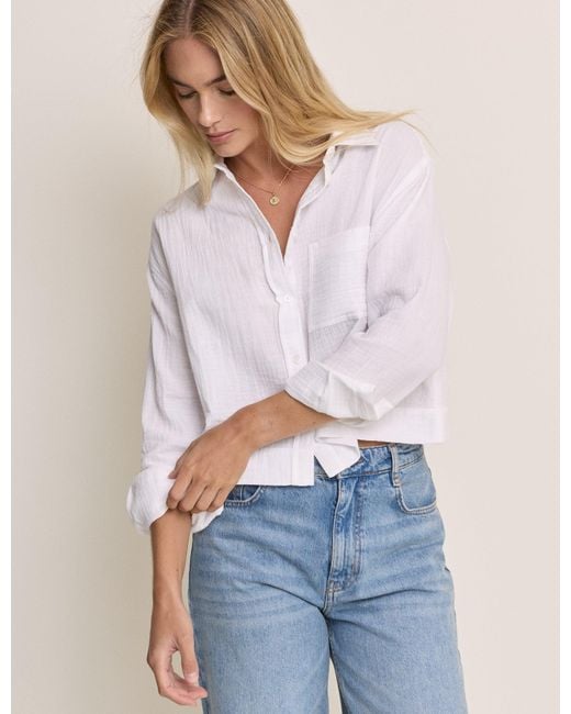 Nobody's Child White Cropped Double Gauze Shirt