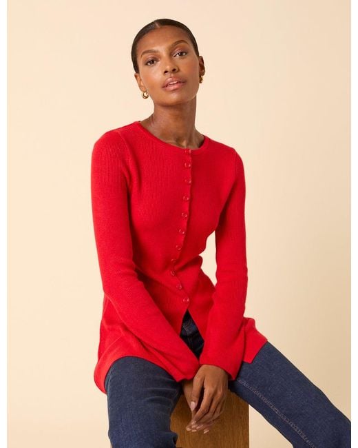 Nobody's Child Red Ribbed Longline Cardigan