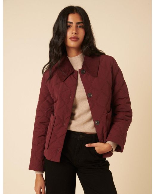 Nobody's Child Burgundy Collared Quilted Jacket