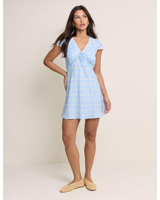 Nobody's Child Blue Polka Dot Lace Trim Rosa Mini Dress