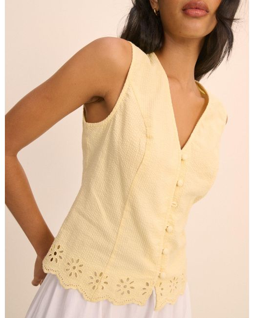 Nobody's Child Blue Scallop Edge Lindy Waistcoat Top