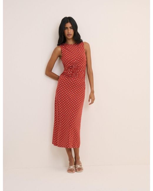 Nobody's Child Pink Polka Dot Jennifer Jersey Midi Dress