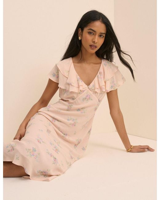 Nobody's Child Natural Blush Floral Ellen Midi Dress