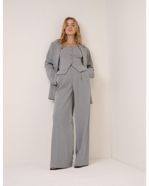 Nobody's Child Gray Pinstripe Square Neck Waistcoat