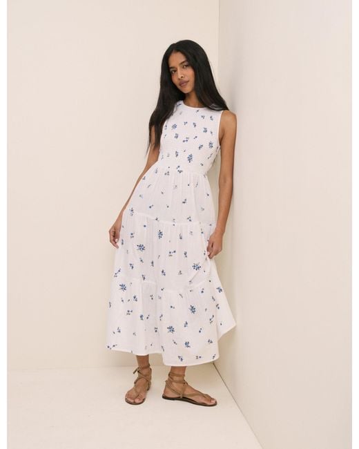 Nobody's Child Natural Floral Embriodered Charlie Midi Dress