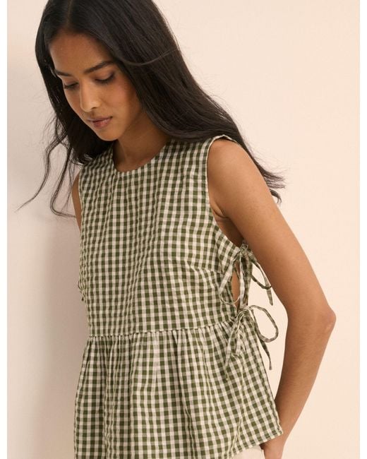 Nobody's Child Brown Gingham Side Tie Swing Top