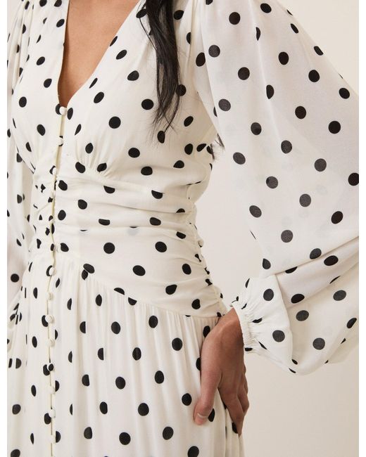 Nobody's Child Natural Polka Dot Luna Midi Dress