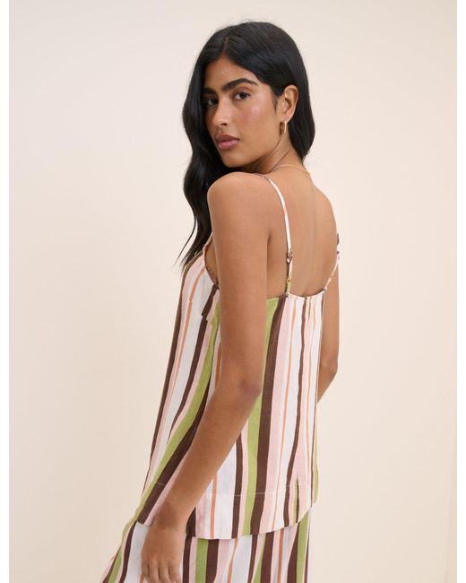 Nobody's Child Natural Multi-Coloured Striped Longline-Blend Cami Top