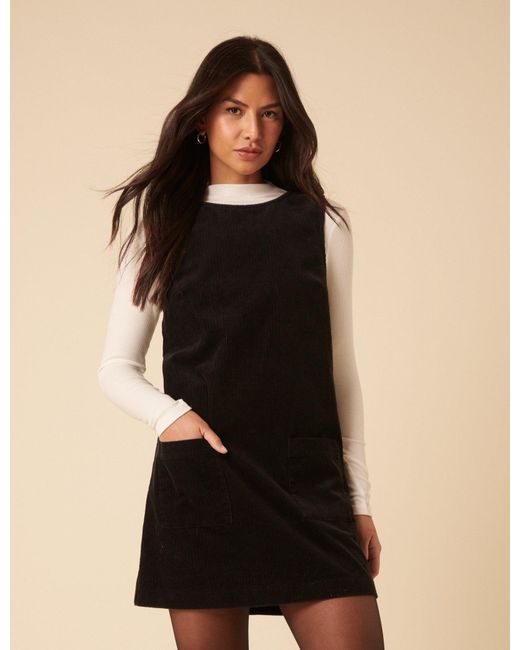 Nobody's Child Black Cord Chiara Pinafore Mini Dress