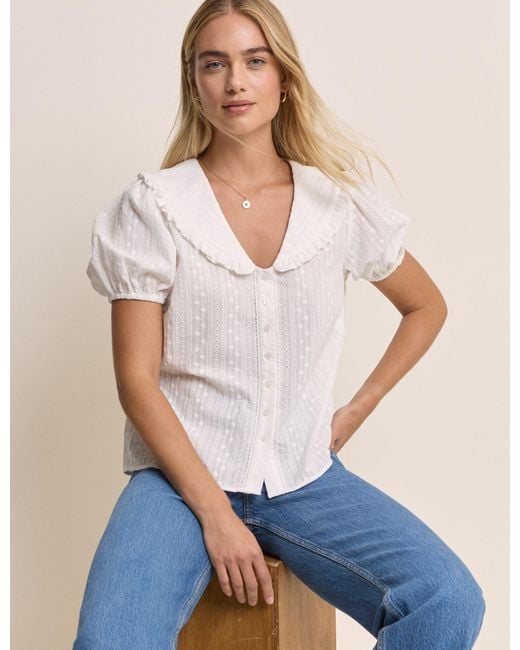 Nobody's Child Natural Errie Short Sleeve Blouse