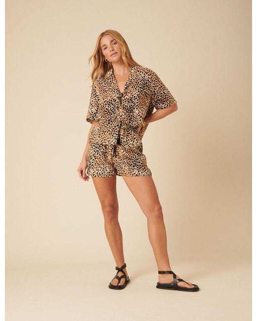 Nobody's Child Natural Leopard Print Jet Shorts