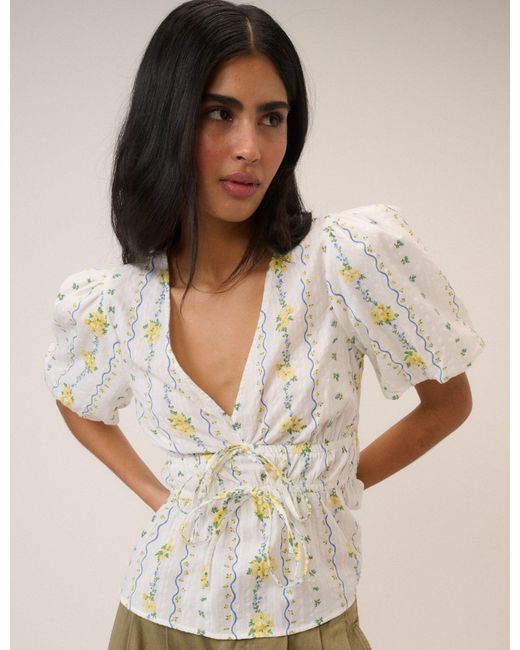 Nobody's Child Natural Ditsy Floral Cordelia Top
