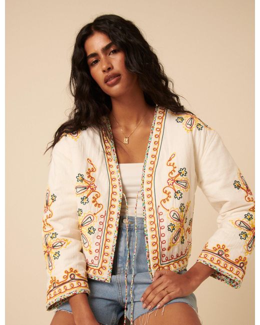 Nobody's Child Blue Poppy Delevingne Embroidered Willow Jacket