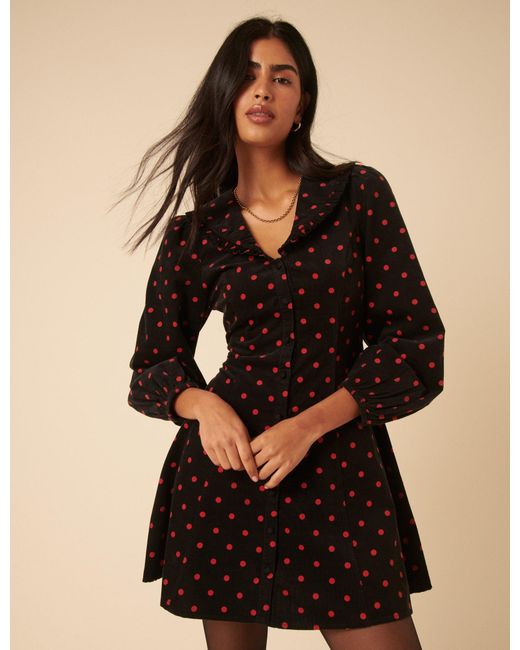 Nobody's Child Black Cord Polka Dot Emma Mini Dress