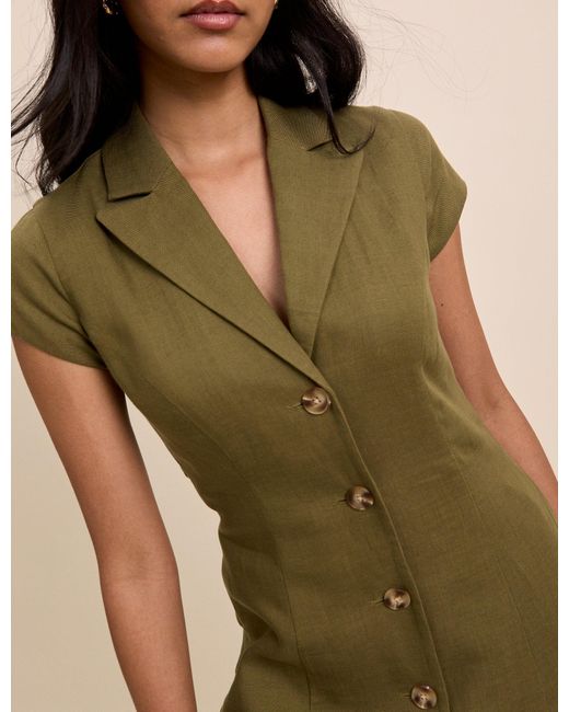 Nobody's Child Green Button Front Midi Dress