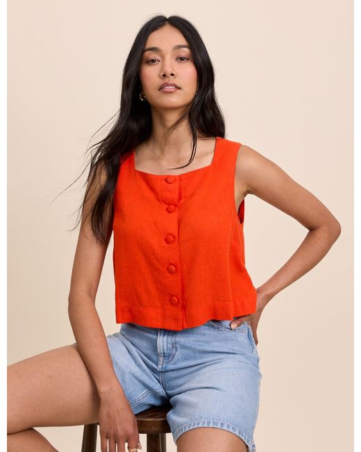 Nobody's Child Red Button Front Sammie Top