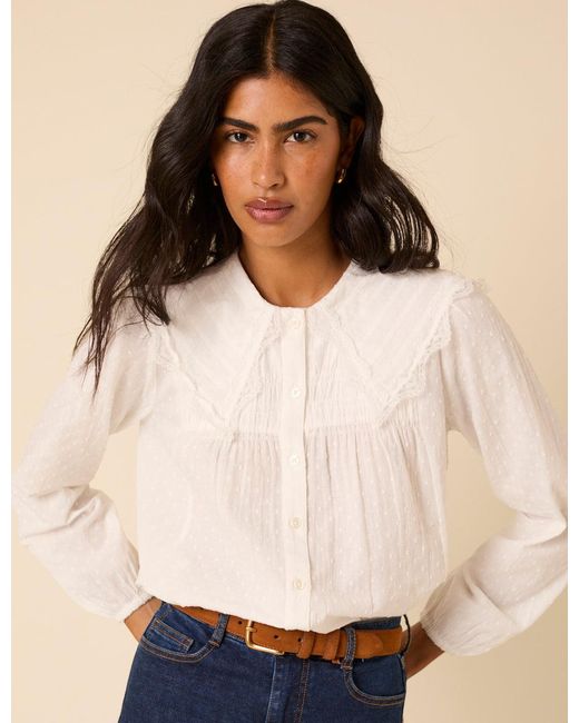 Nobody's Child Natural Embroidered Peter Pan Collar Blouse